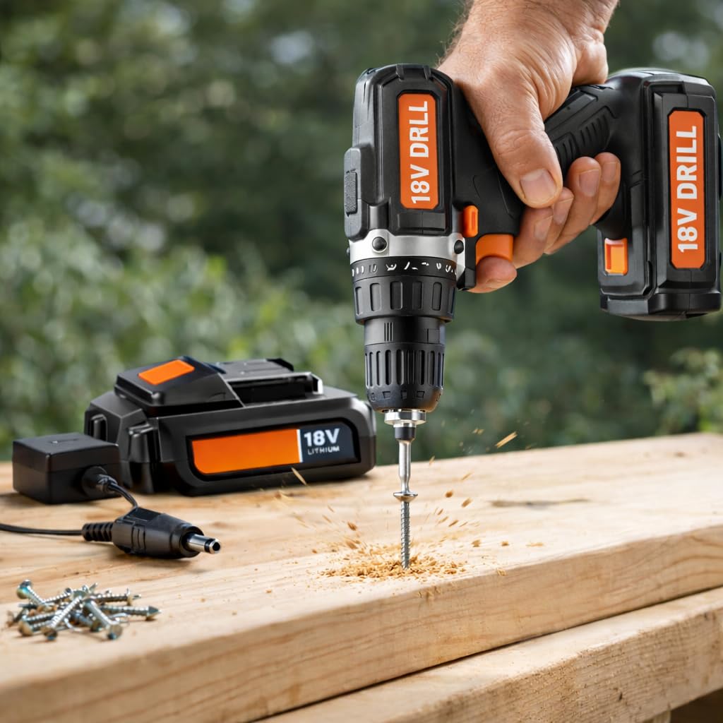18V Replacement Battery and Charger Kit with 3/8" Cordless Drill Z37596