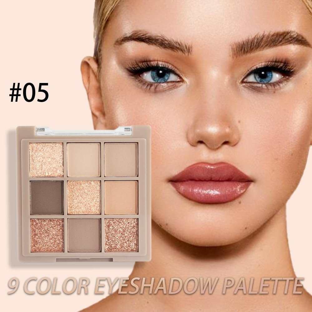 9 Colors Gold Matte Shimmer Vegan Eyeshadow Palette M7513