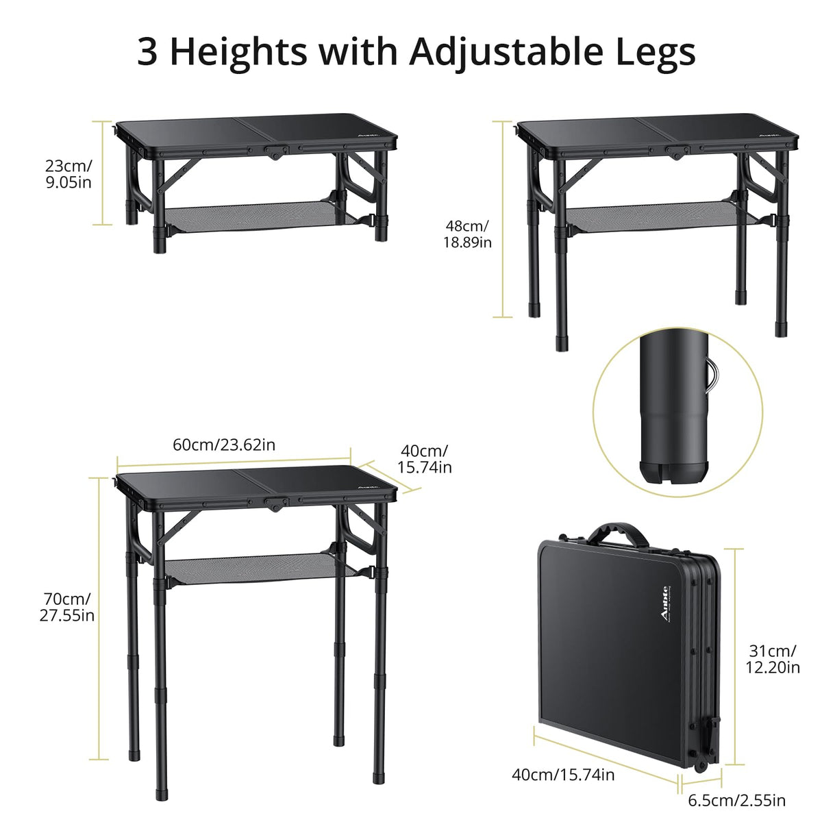 24"X 16" Adjustable Height Folding Camping Table Y859548