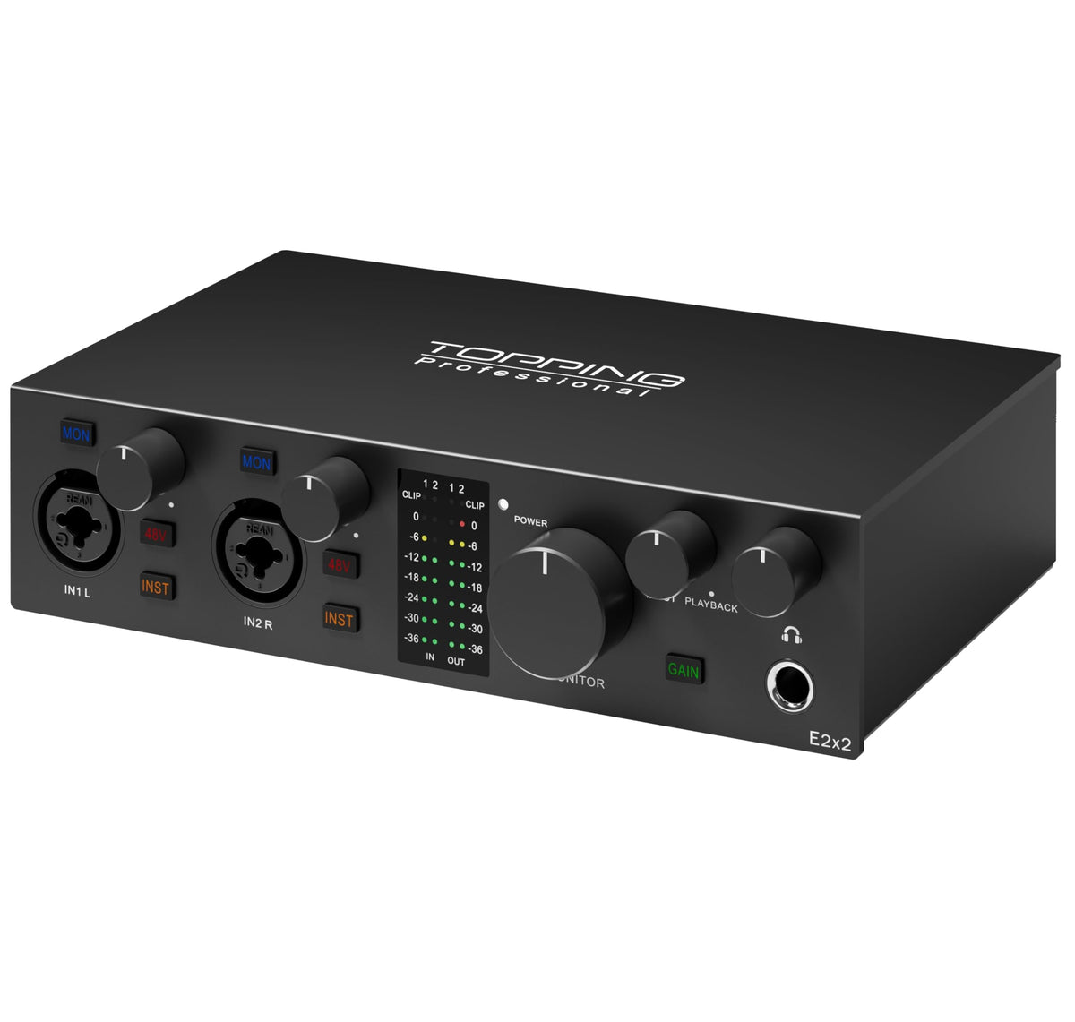 USB Audio Interface with 48V Phantom Power, Black I8710