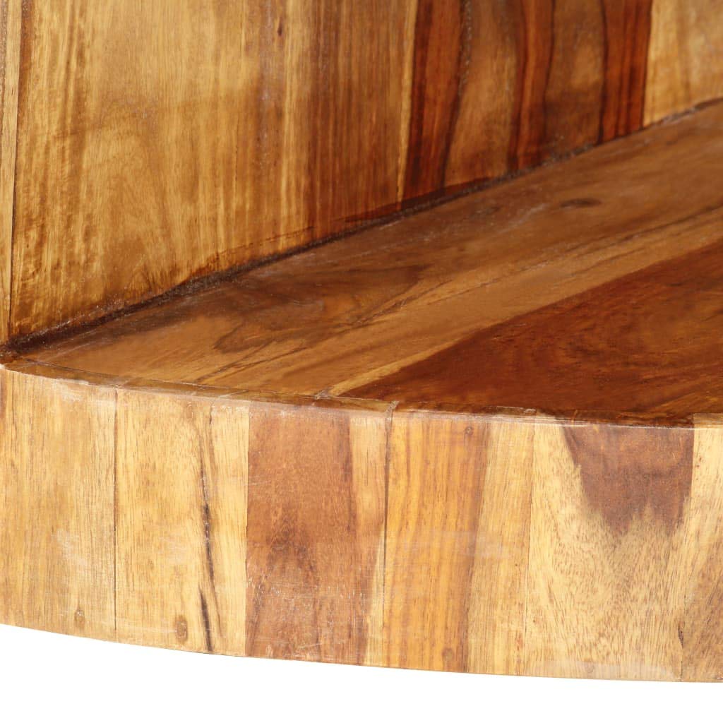 Solid Sheesham Wood Round Coffee Table with Storage Shelf B7986