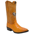 Men’s Genuine Leather Ostrich Print J-Toe Western Boots J677