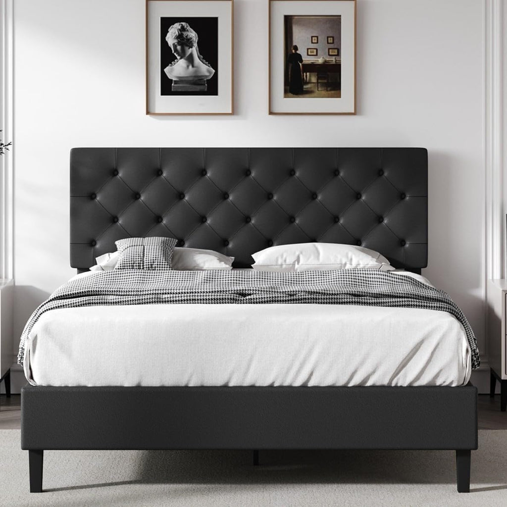 Queen Faux Leather Bed Frame with Headboard X333975