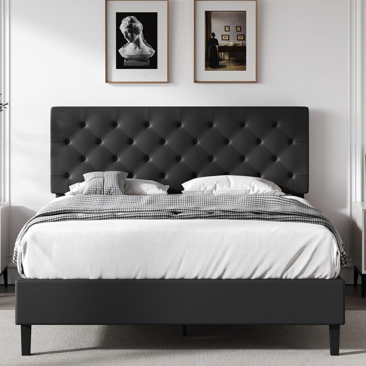 Queen Faux Leather Bed Frame with Headboard X333975