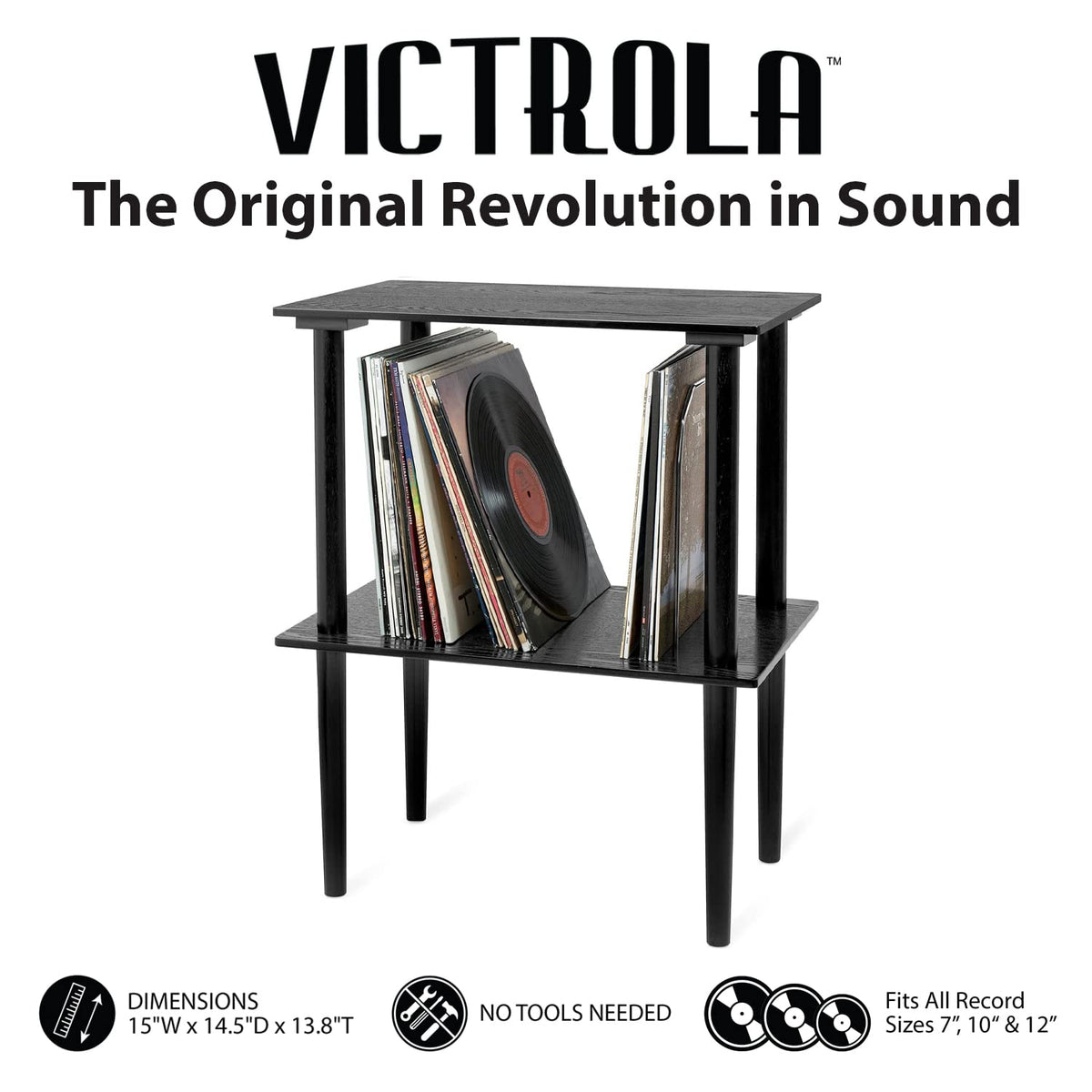 Black 6-in-1 Bluetooth Record Player with Stand O4323