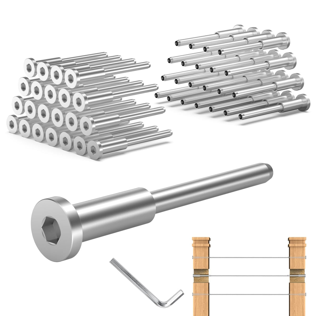 60 Pack T316 Stainless Steel 1/8" Cable Railing Kit X199858