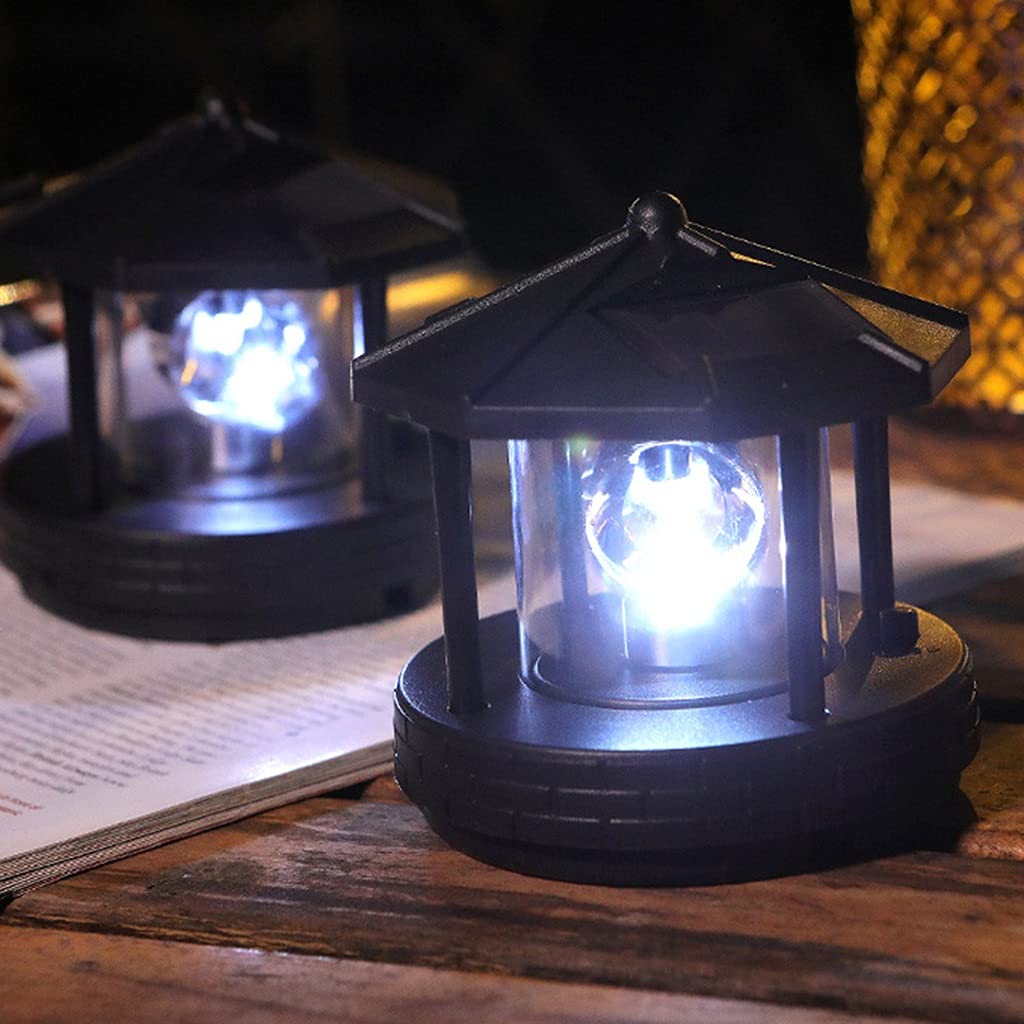 2 Pcs Solar Powered Lighthouse Shape Light D55433
