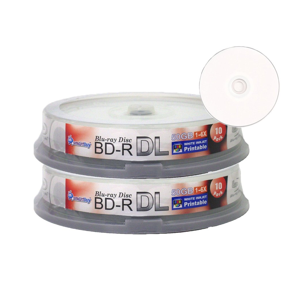 20-disc 50gb 6X Bd-r Dl White Inkjet Hub Printable Blank Disc U643
