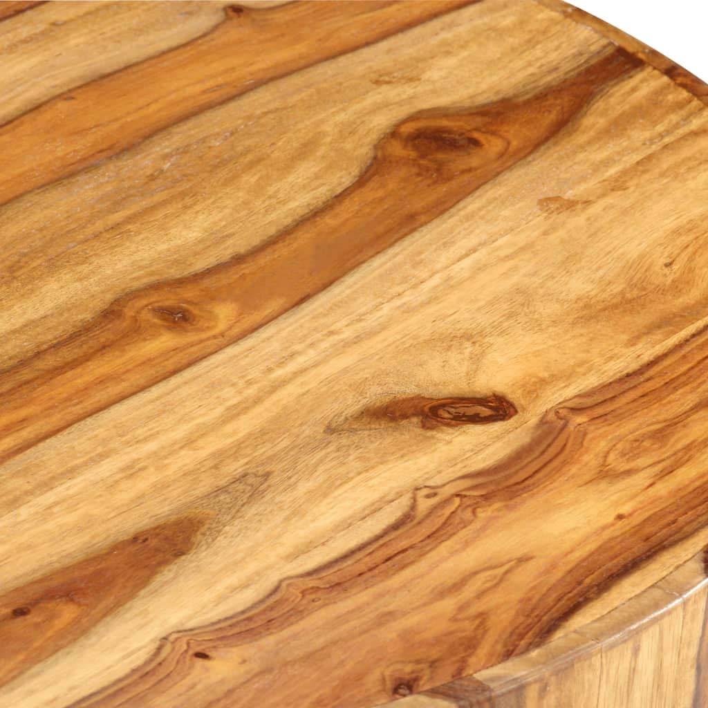 Solid Sheesham Wood Round Coffee Table with Storage Shelf B7986