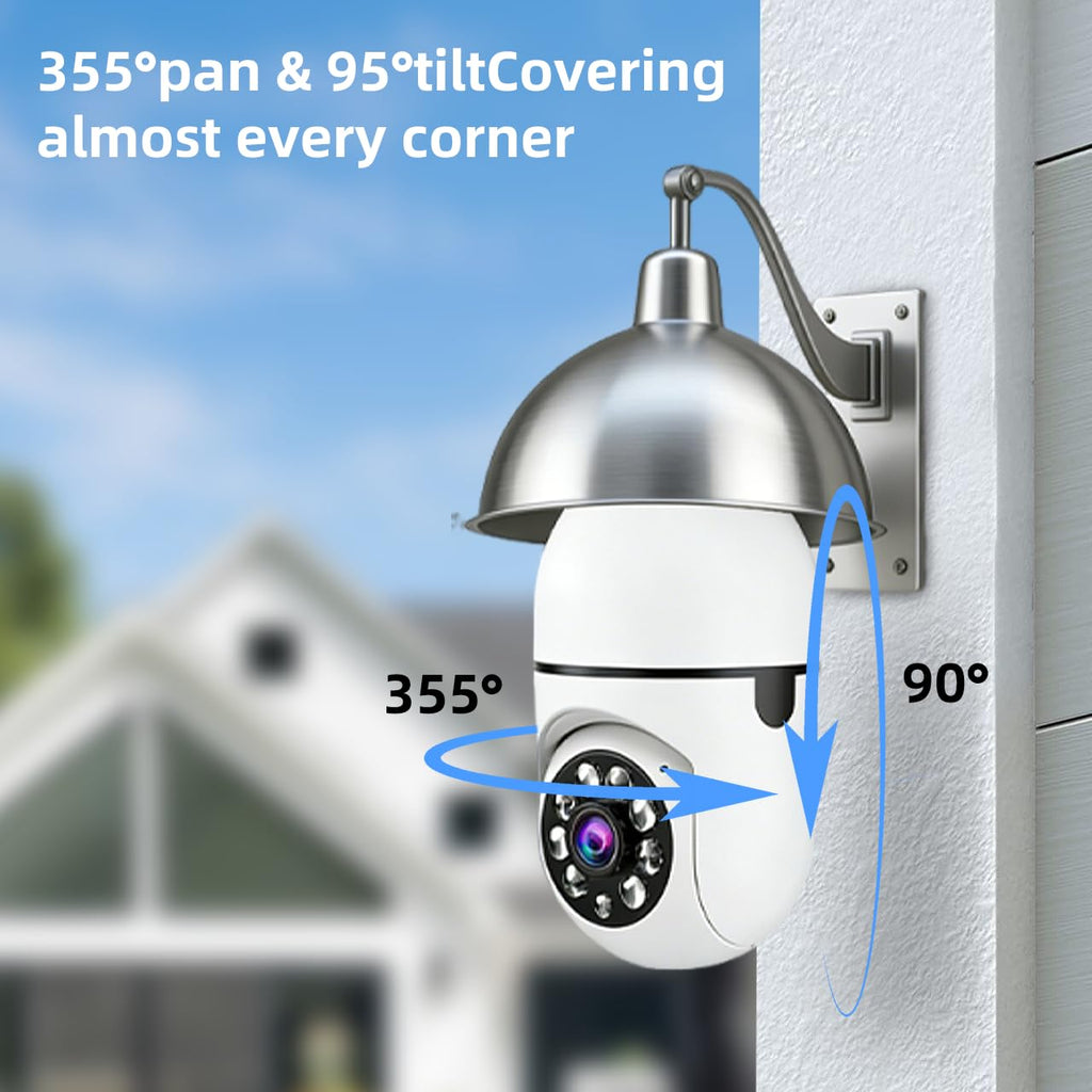 Light Bulb Security Camera 5G 2.4GHz WiFi 2K 3MP Wireless Outdoor X4544