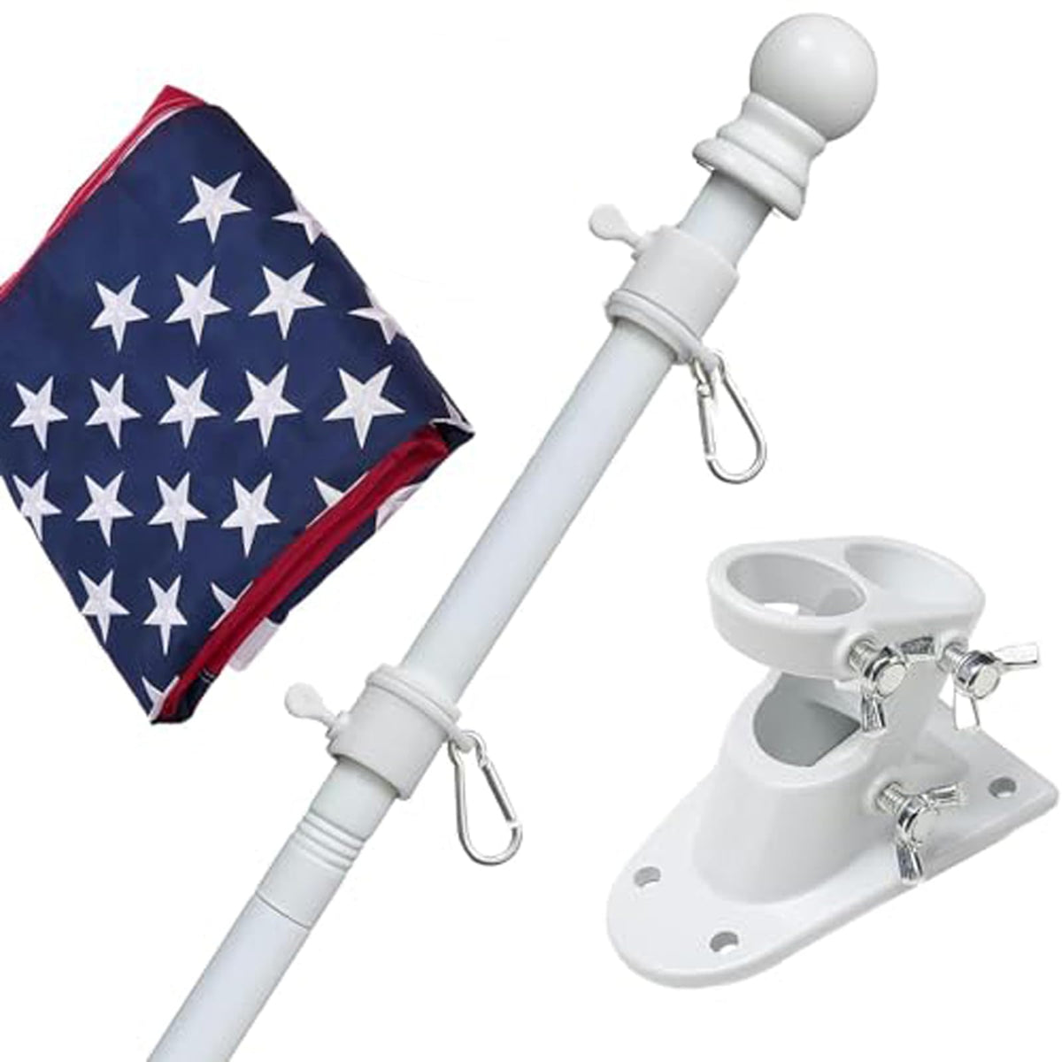 5ft Heavy Duty Tangle Free Flag Pole Kit with 3x5 Embroidered American Flag C938958