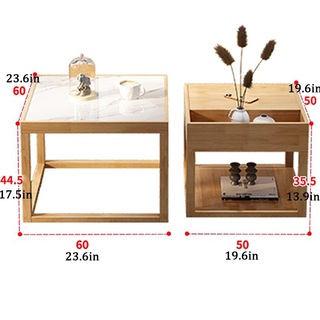 Square Two-Piece Coffee Table Set with Hidden Drawer Storage C78695