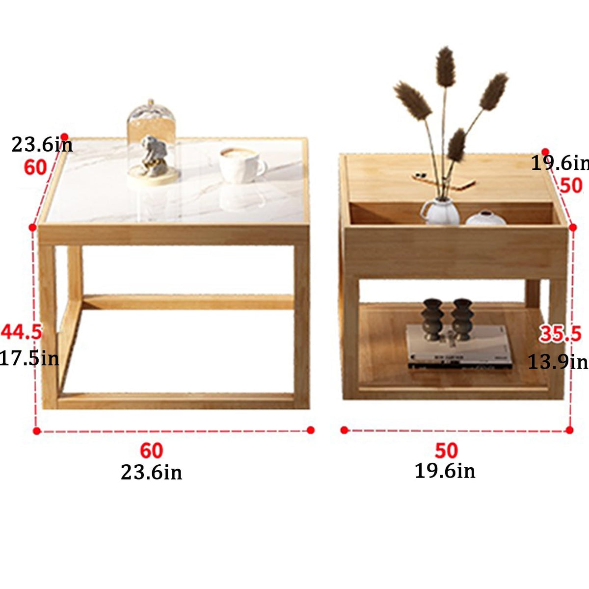 Square Two-Piece Coffee Table Set with Hidden Drawer Storage C78695