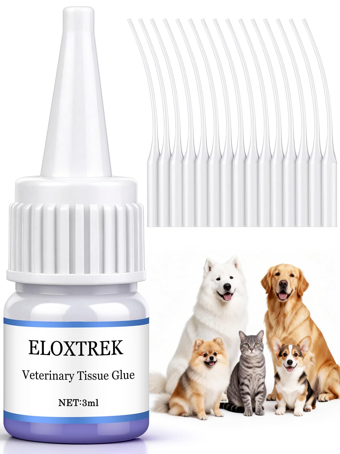 3ml Veterinary Surgical Skin Glue with 15 Applicators T396981