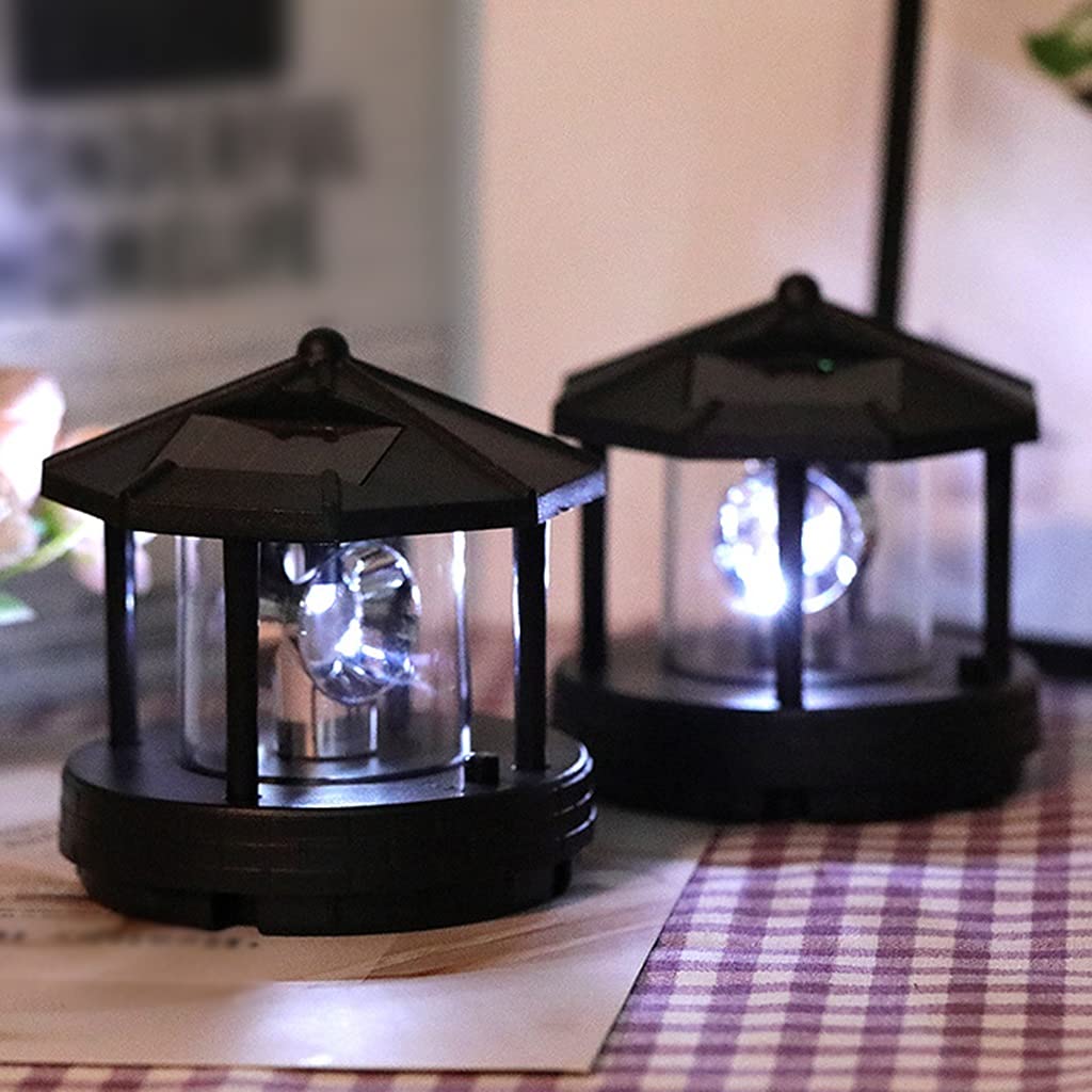 2 Pcs Solar Powered Lighthouse Shape Light D55433