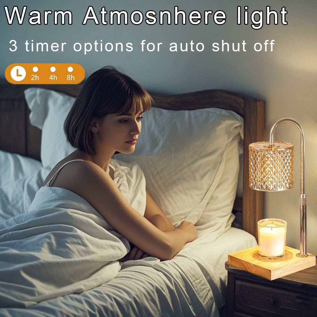 Flameless Candle Warmer Lamp with Timer, Dimmer, and Adjustable Height N552