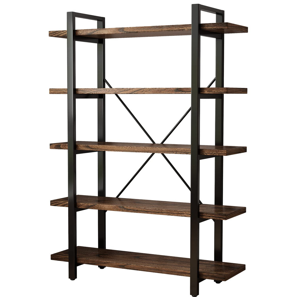 5-Tier Solid Wood and Metal Bookcase I81720