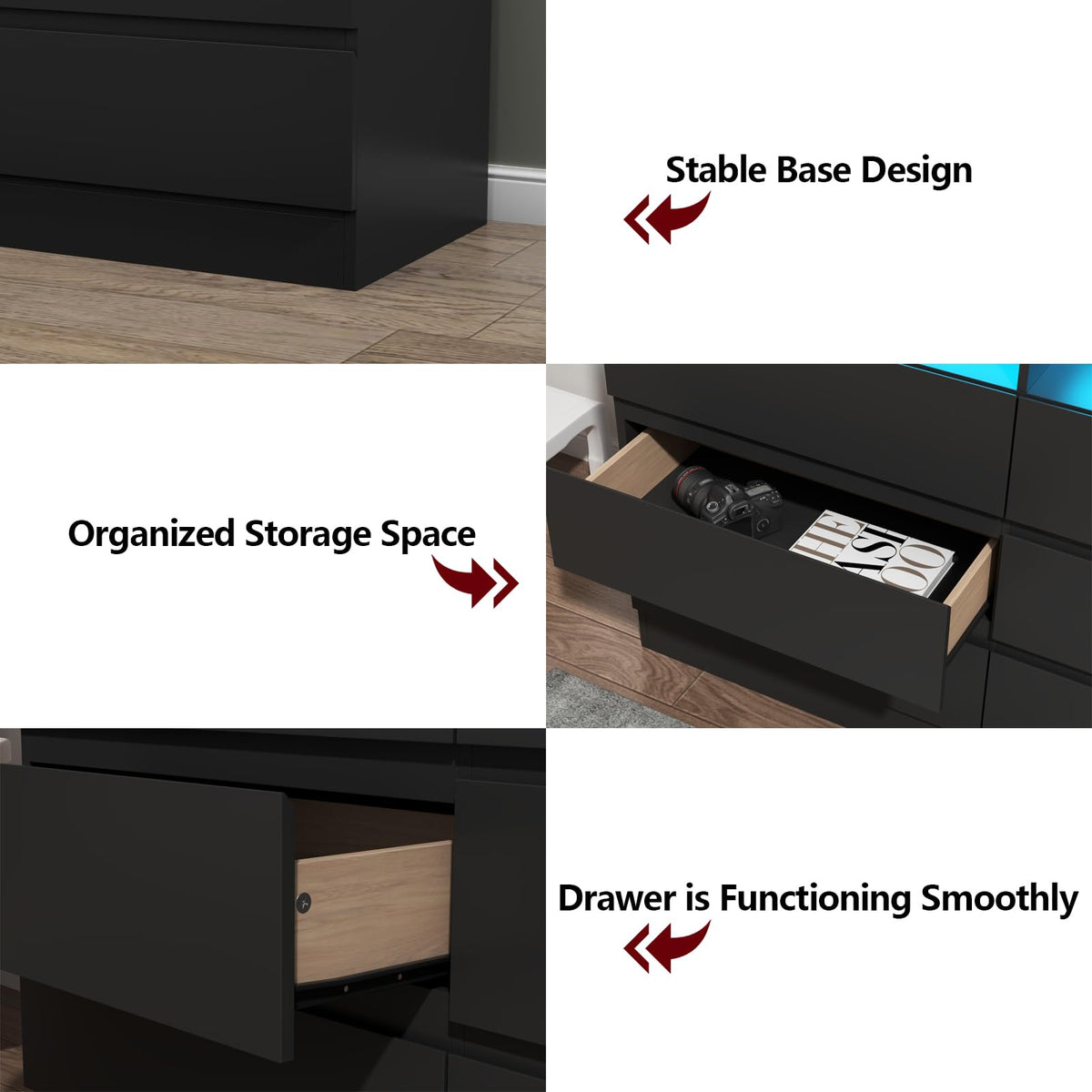 Black 9-Drawer Dresser W813