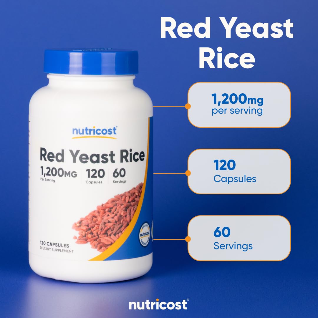 Red Yeast Rice 1200mg 120 Capsules Gluten Free H922