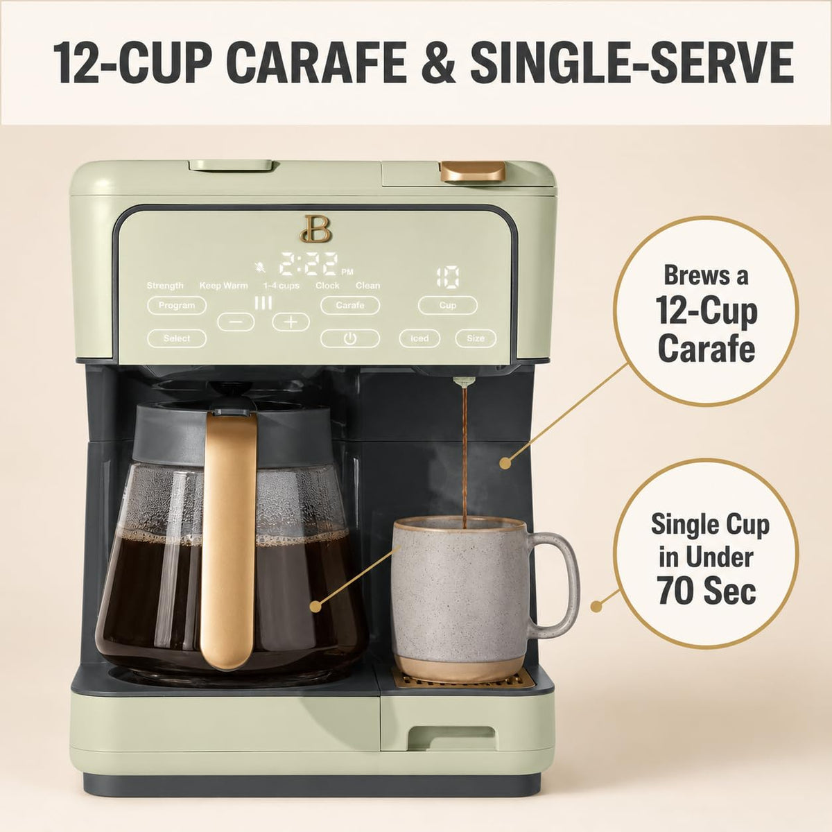 12 Cup Programmable Drip Coffee Maker with Reusable Filter S7602