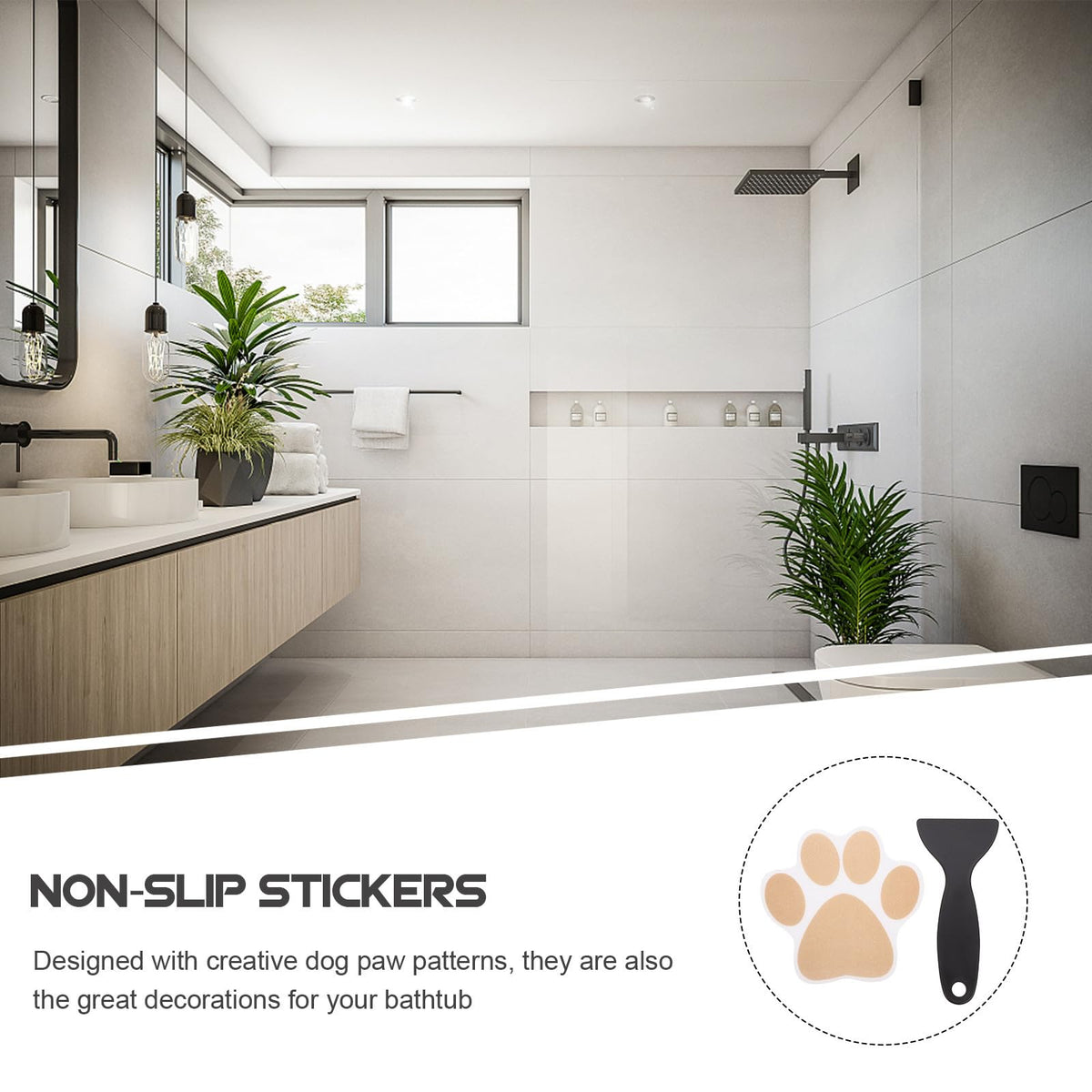 PEVA Anti Slip Bathtub Stickers with Dog Paw Patterns S3348