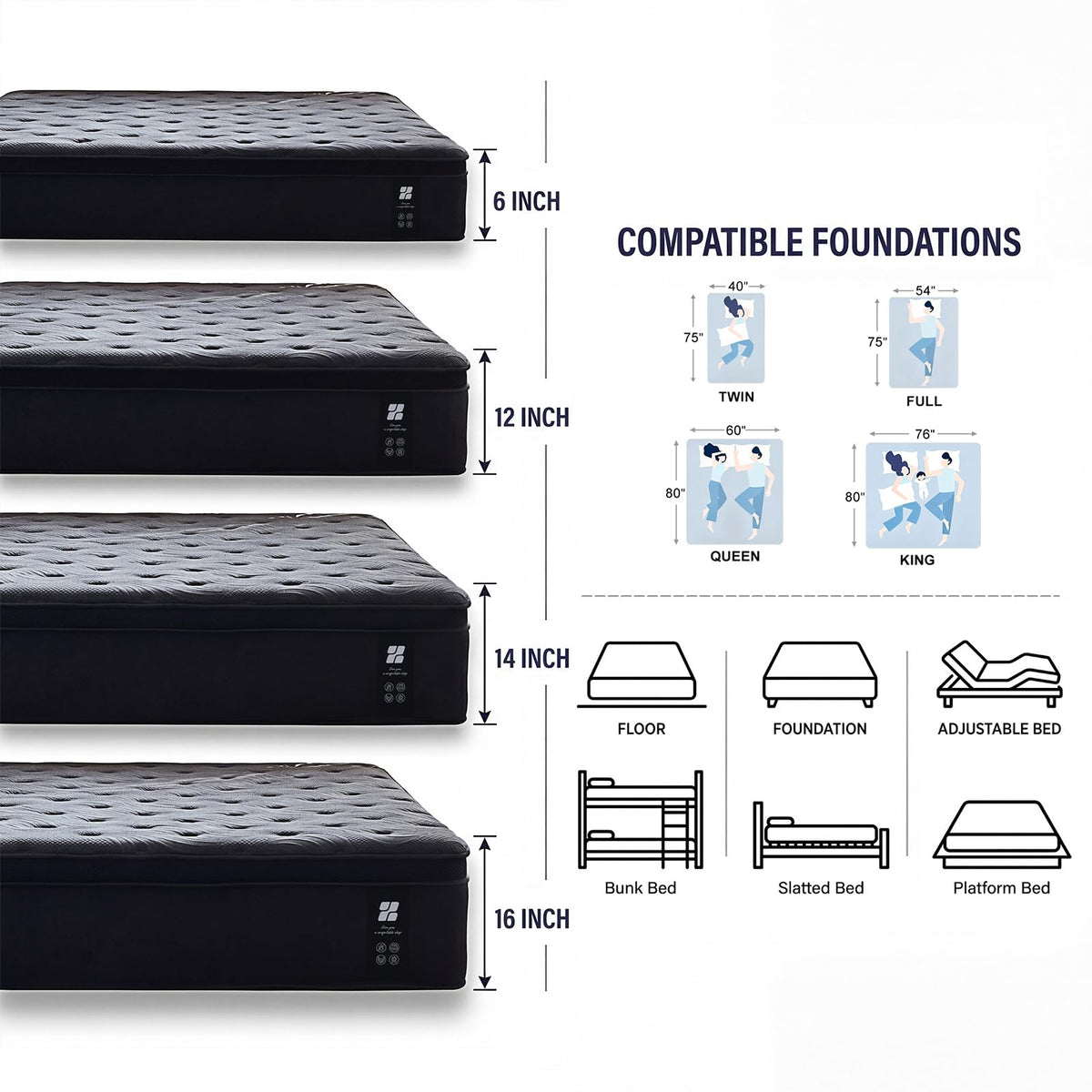 Full Size 12 Inch Memory Foam Hybrid Mattress E1510