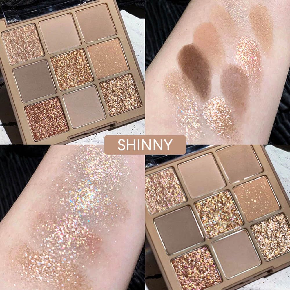 9 Colors Gold Matte Shimmer Vegan Eyeshadow Palette M7513