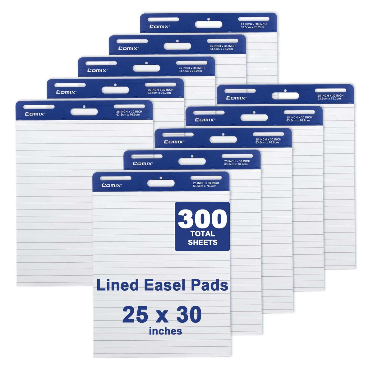 Lined Sticky Easel Pad, 25 x 30 In Flip Chart, 30 Sheets/Pad, 10 Pads B71157