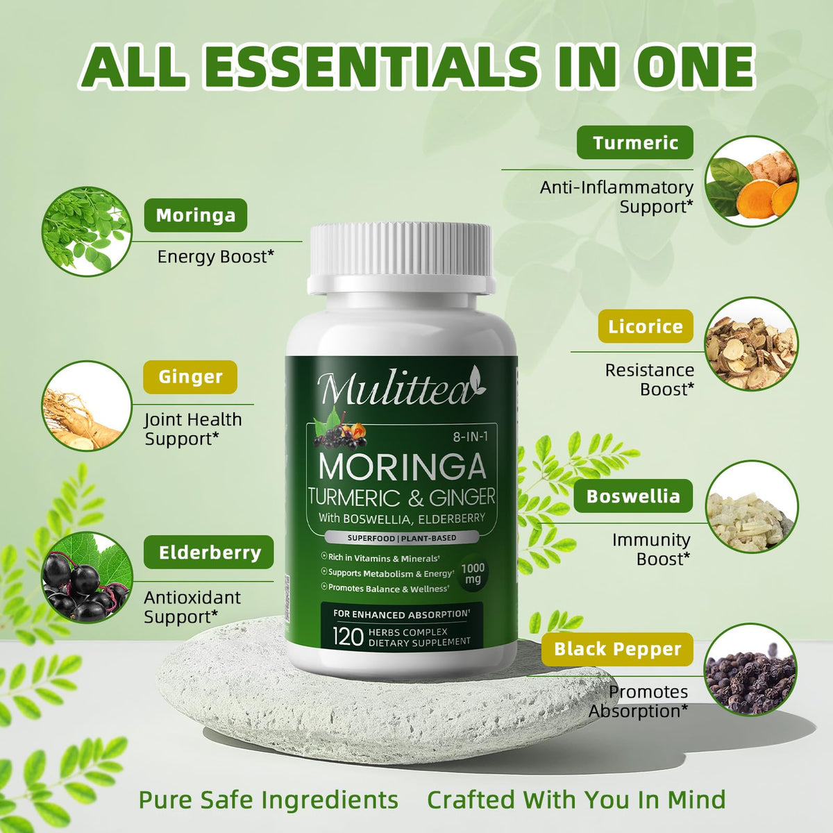 Moringa Capsules 1000mg with Ashwagandha & Turmeric R267