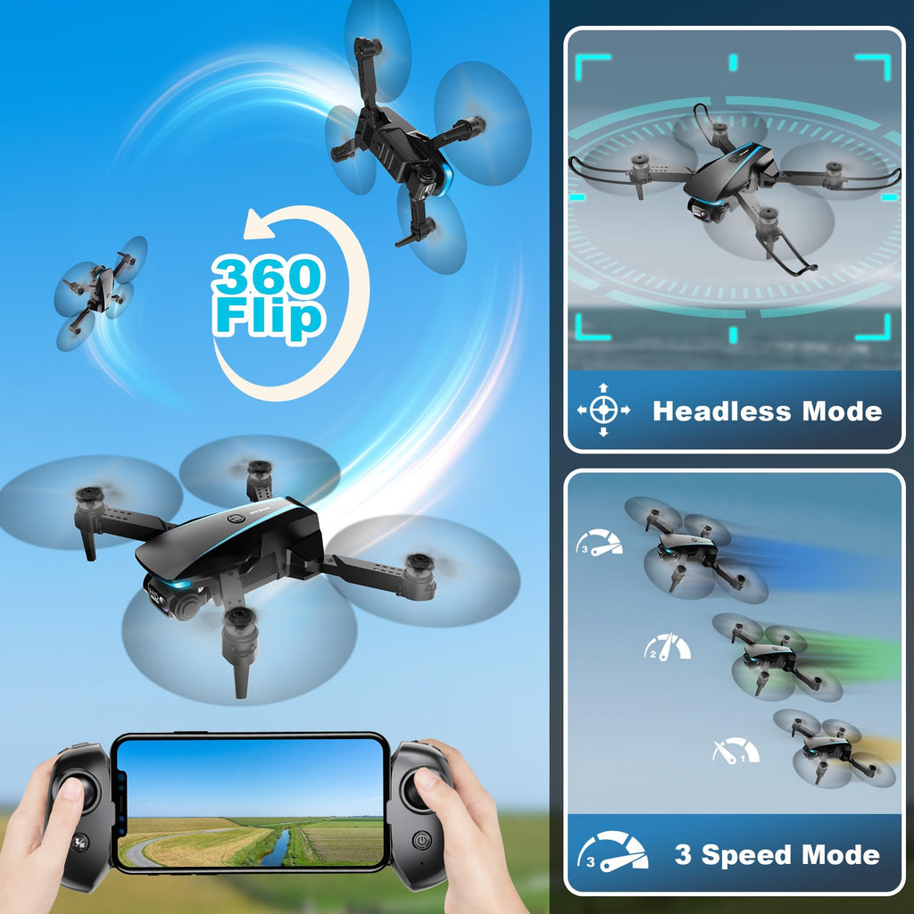 1080P HD Foldable Drone with Camera, 2 Batteries, Carrying Case G1476