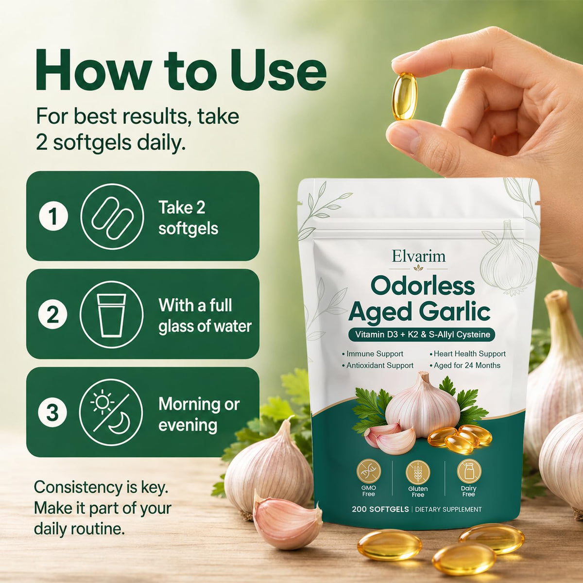 Odorless Garlic Capsules 7500mg 300 Softgels Z8640
