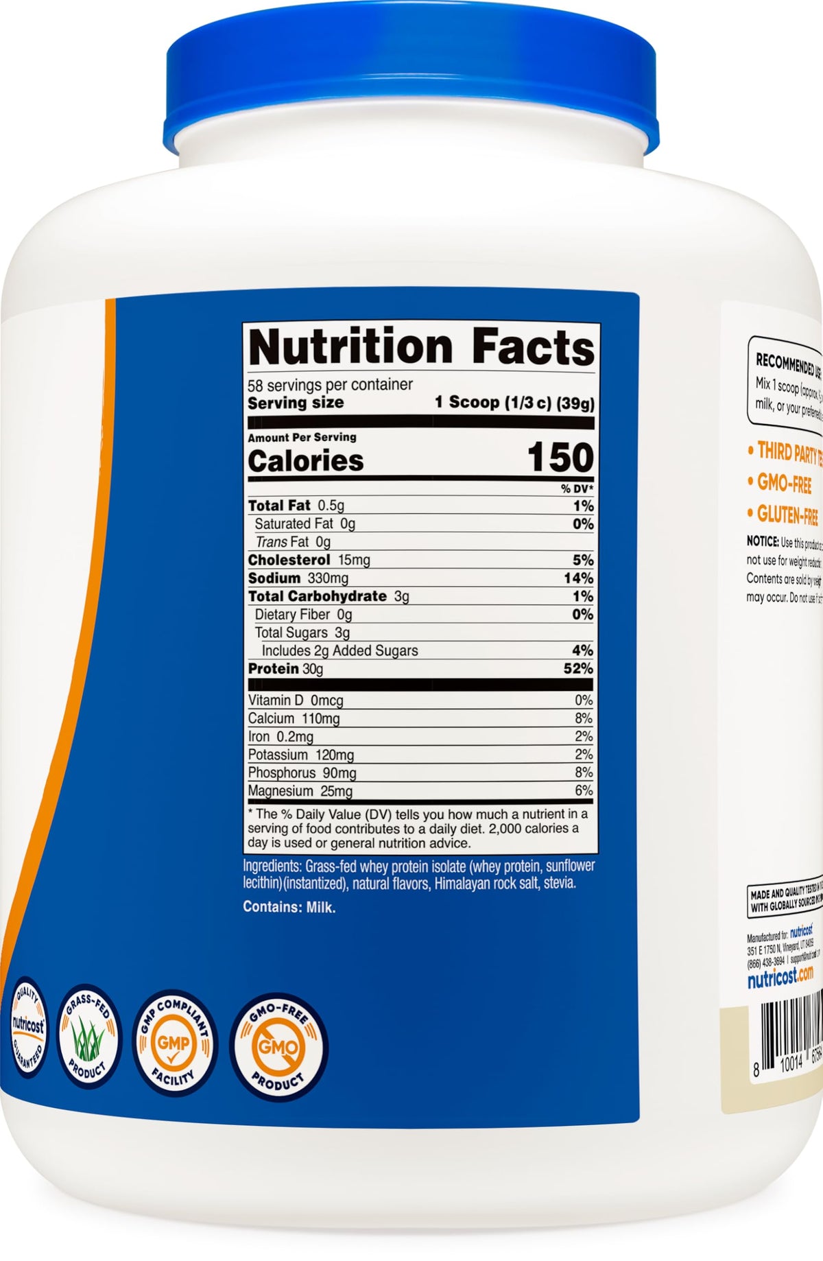 Grass-Fed Whey Protein Isolate Vanilla 5LBS G766