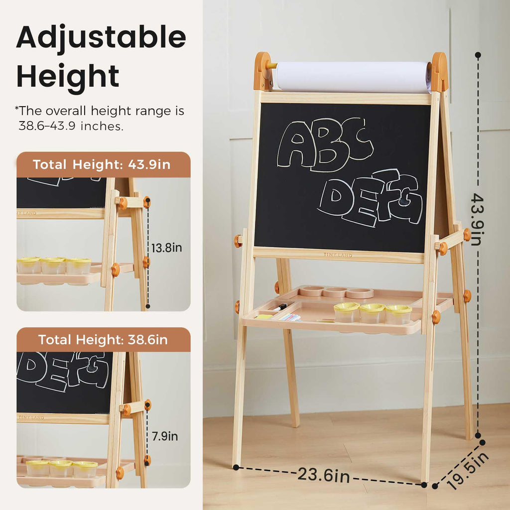 Foldable Wooden Art Easel with Chalkboard & Whiteboard R6178