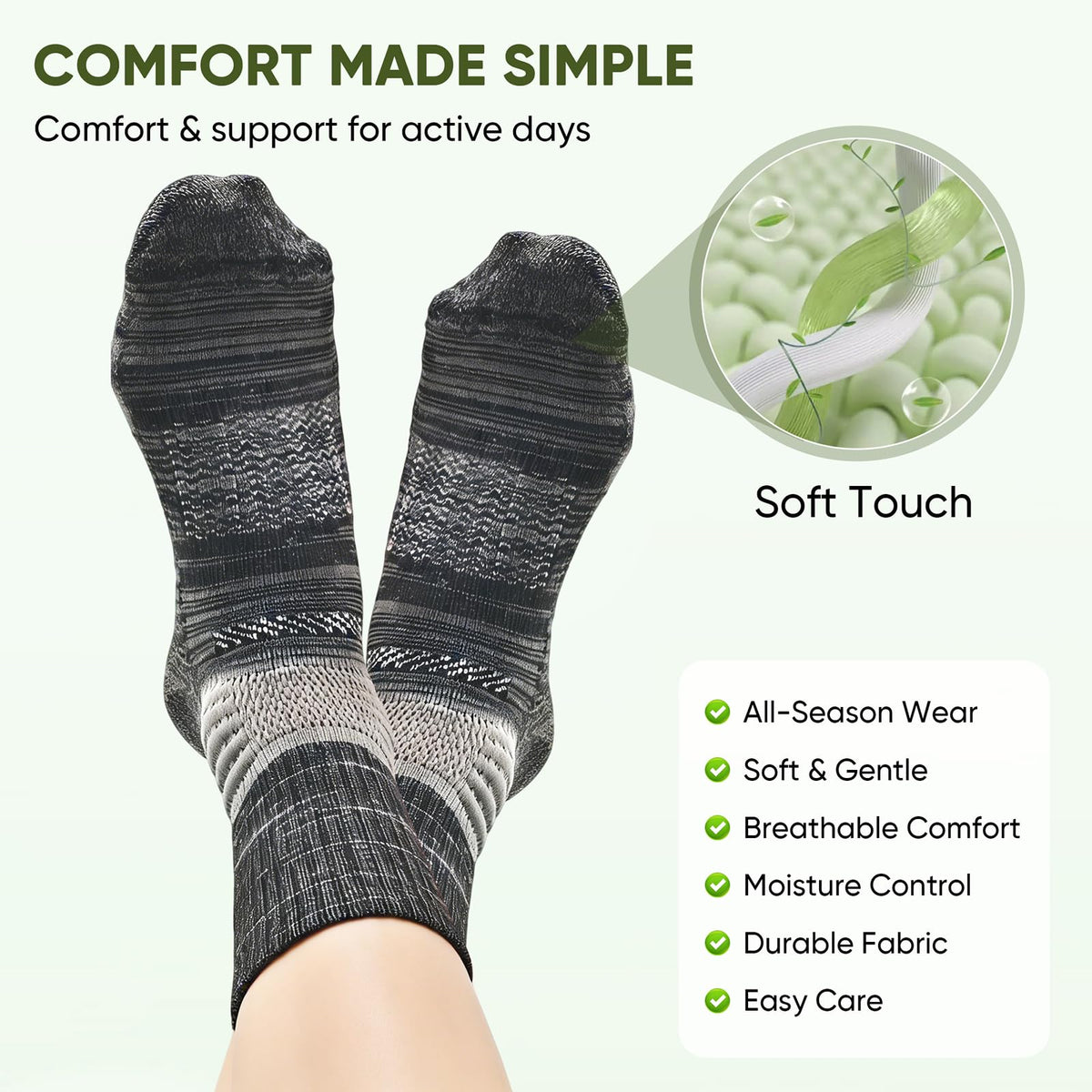 Compression Ankle Support Crew Socks 3 Pairs P757544