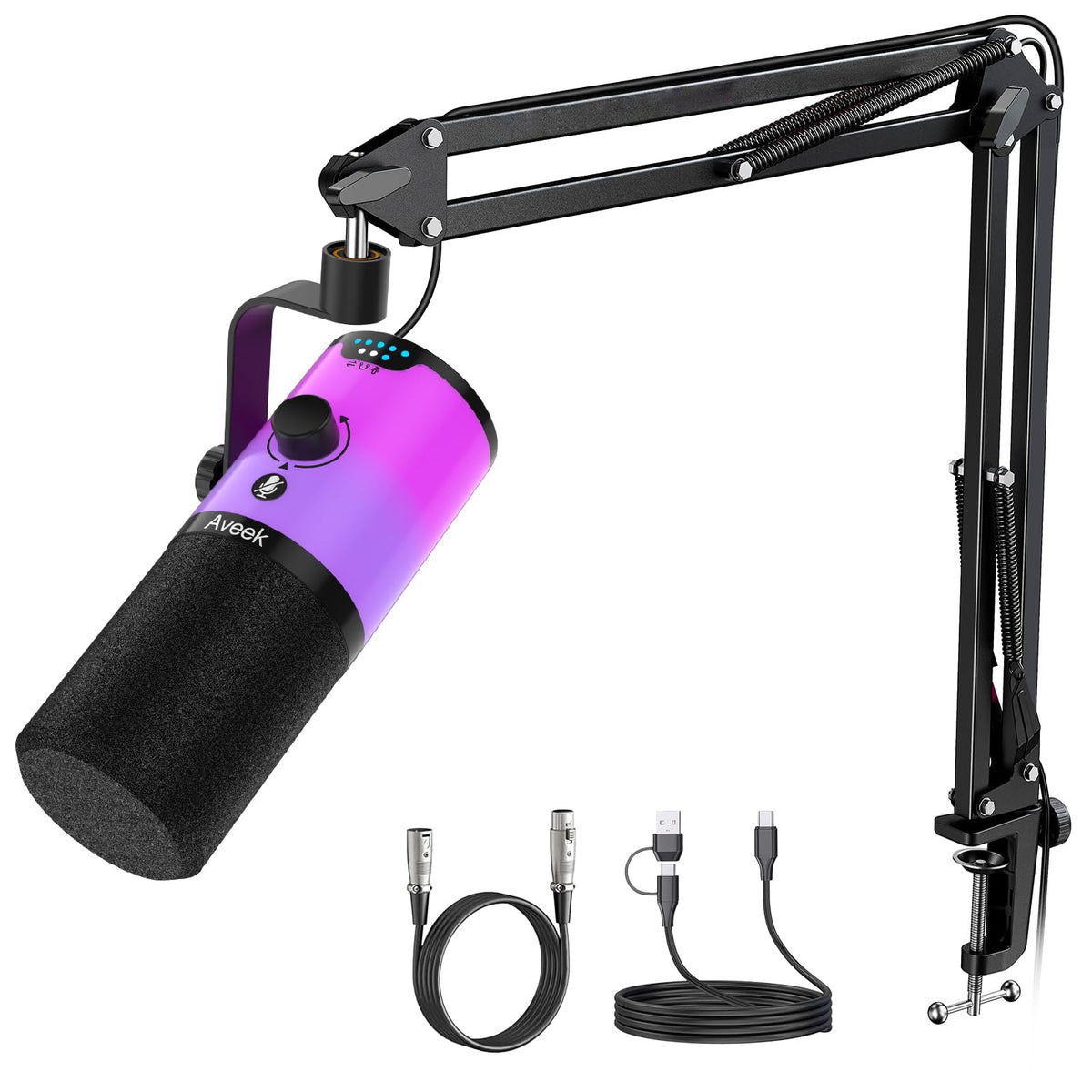 USB/XLR Dynamic Microphone with Boom Arm T37810