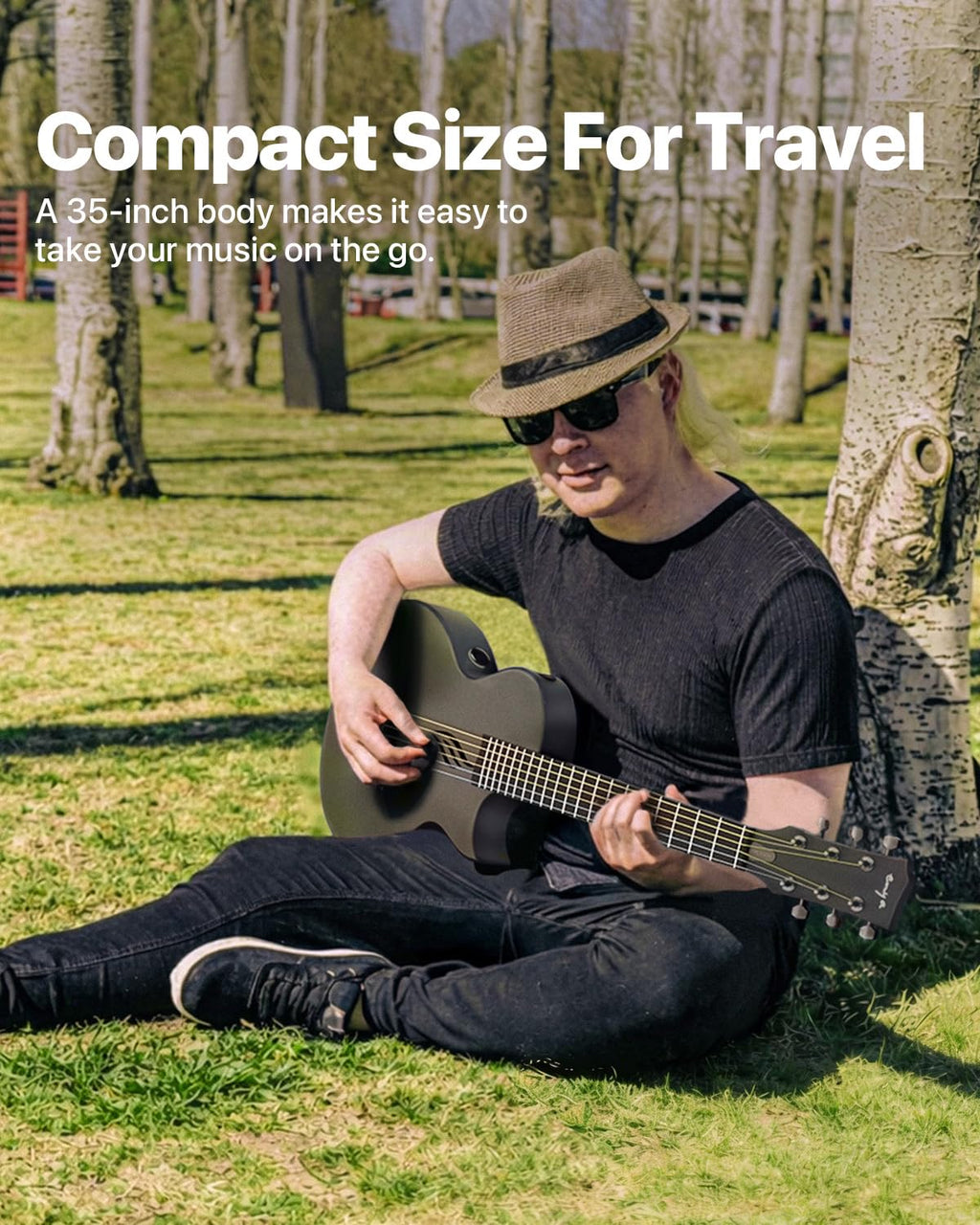 Carbon Fiber 35-Inch Smart Acoustic-Electric Travel Guitar X584806