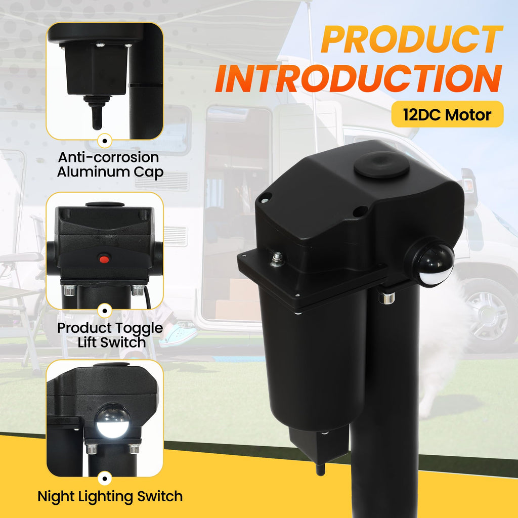 12V 3500lb Electric Tongue Jack with Drop Foot & LED Light K997