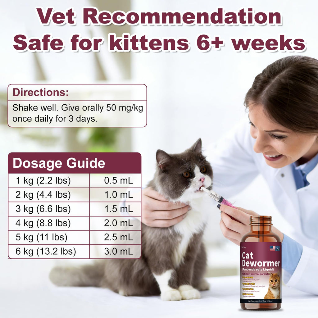 Fenbendazole Dewormer for Cats & Kitten, 150 mL V5377