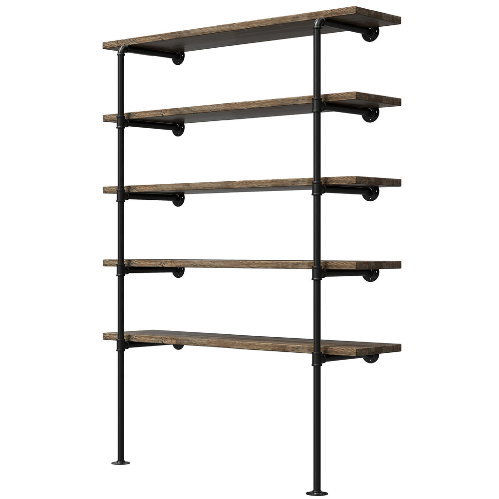 14" Deep 2Pcs Industrial Retro Wall Mount Iron Pipe Shelf T967