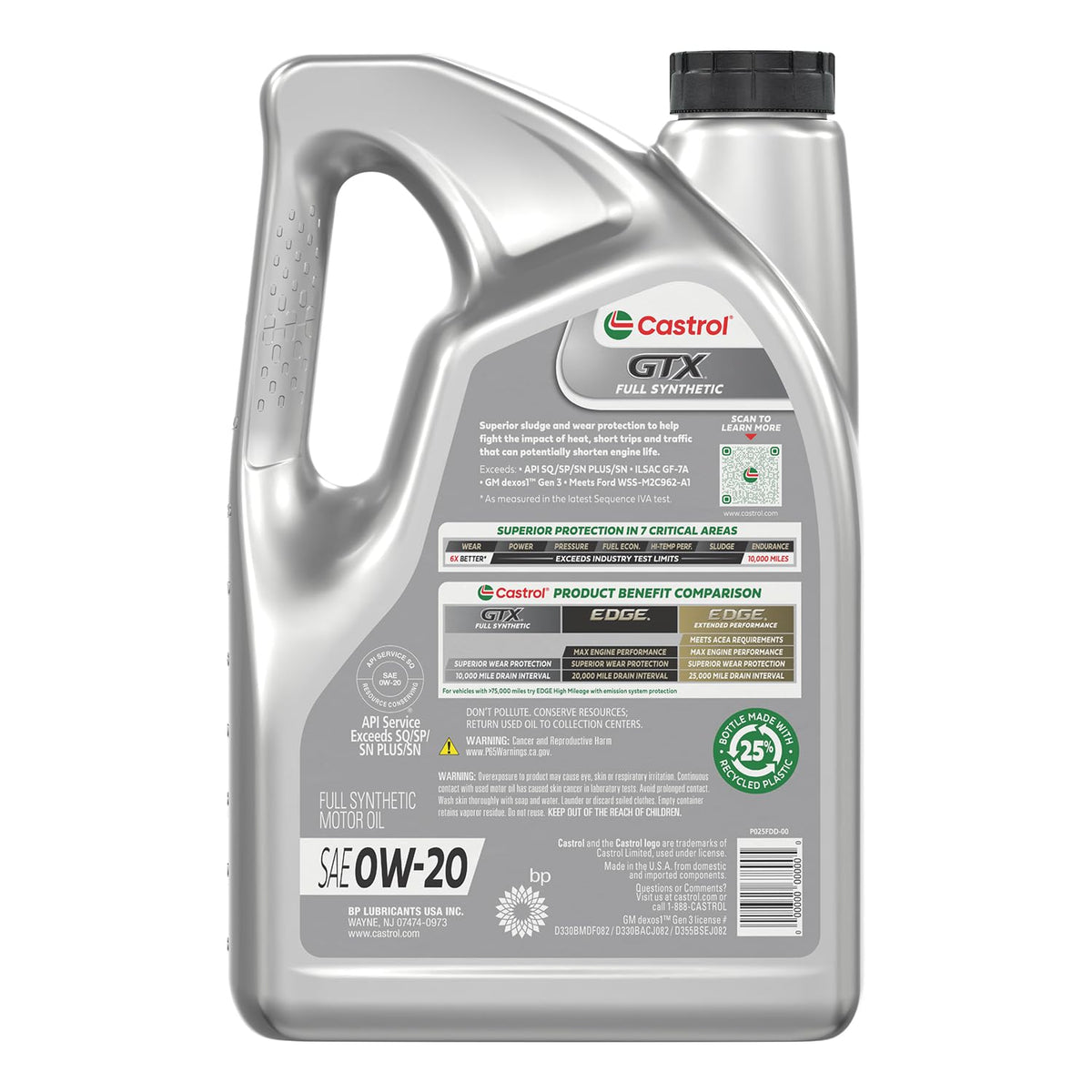 Full Synthetic 0W-20 Motor Oil, 5 Quarts, Pack of 3 Q186758