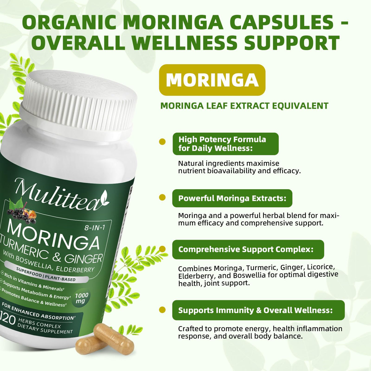 Moringa Capsules 1000mg with Ashwagandha & Turmeric R267