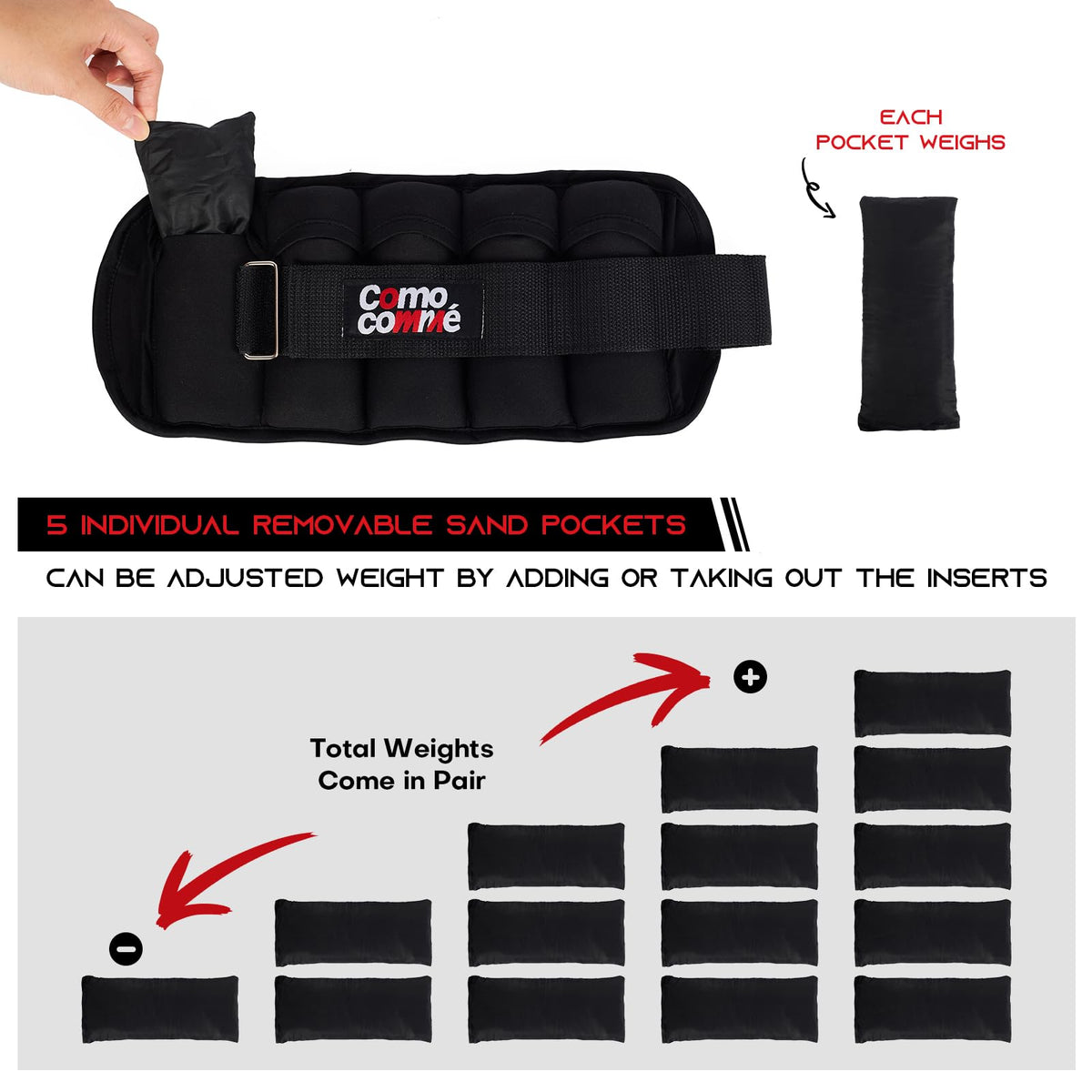 Adjustable Ankle Weights 2 3 5 lb 1 Pair V7043