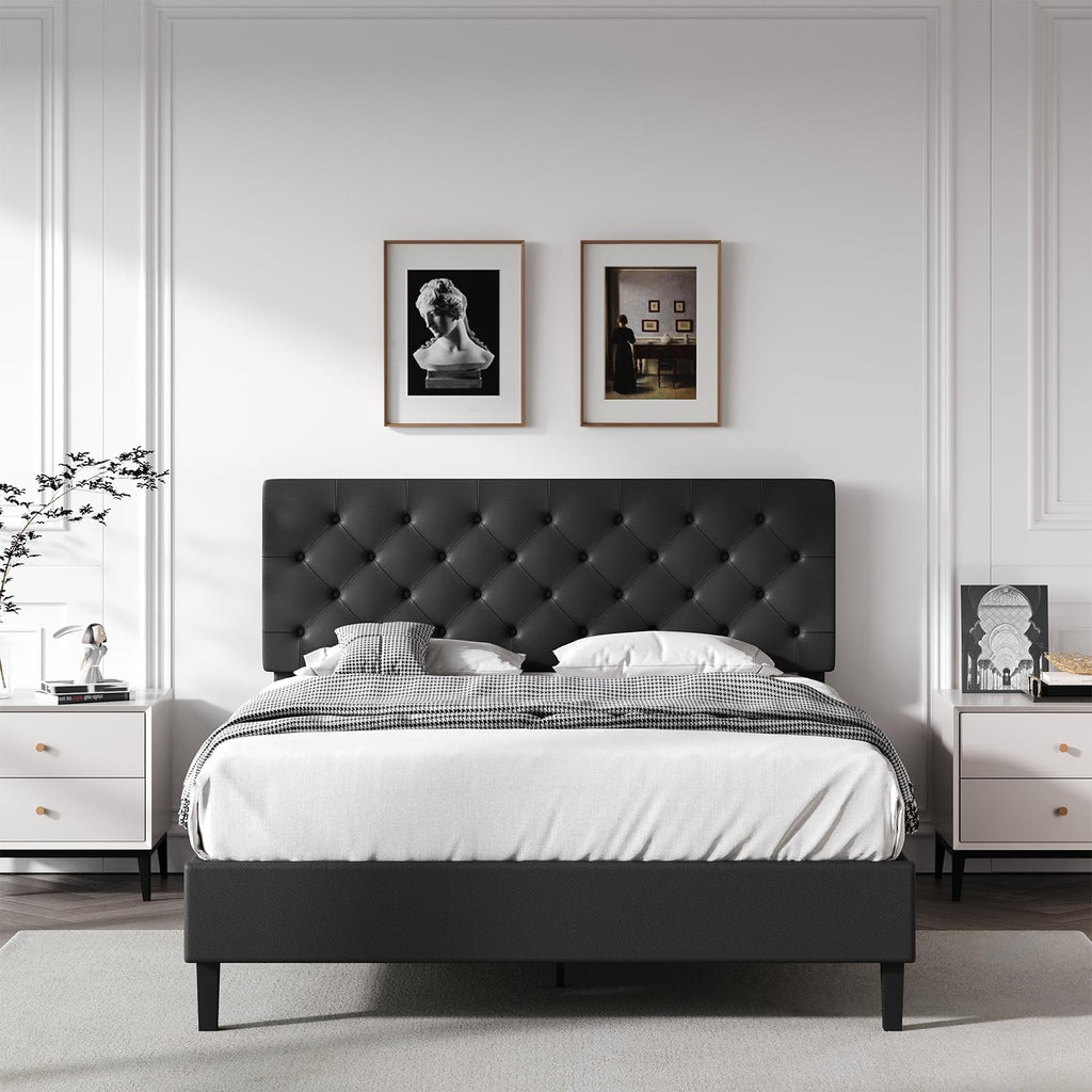Queen Faux Leather Bed Frame with Headboard X333975
