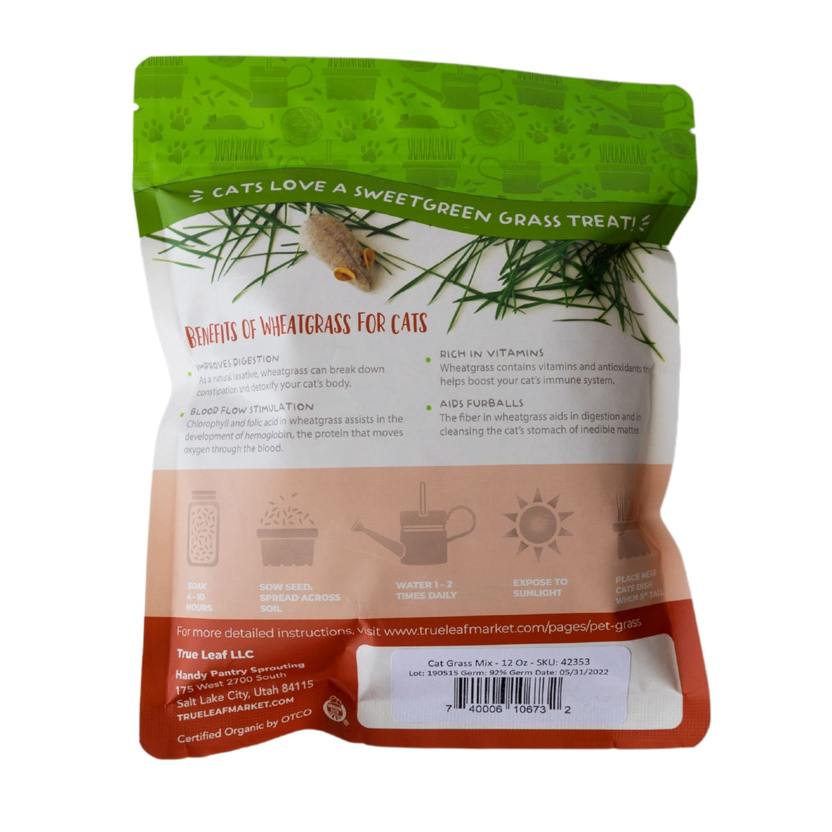 Organic Cat Grass Seed Blend 12 oz Y83899