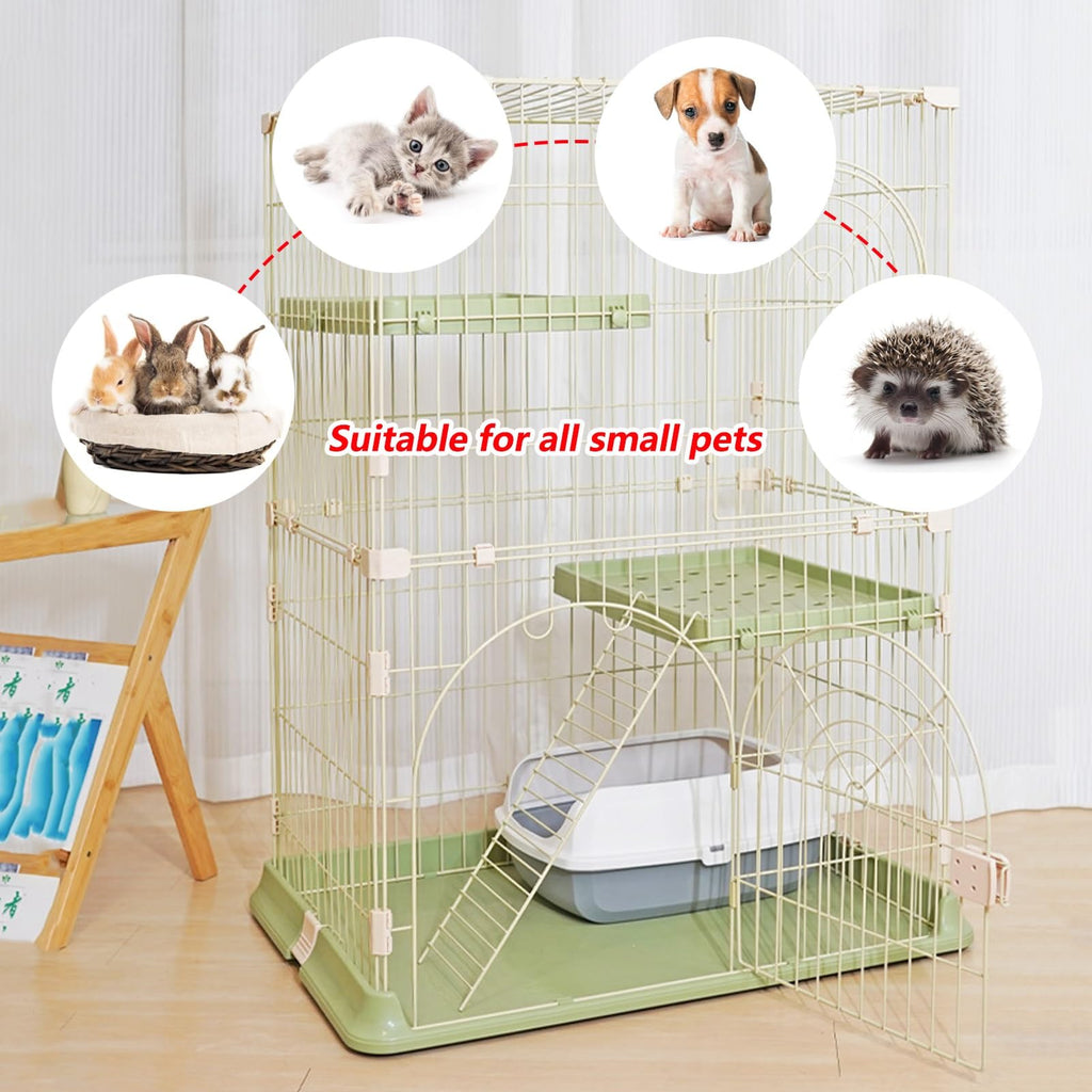3/4-Tier Wire Cat Cage Playpen Kennel with Hammock L9892