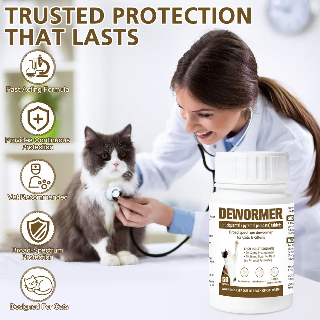 Broad-Spectrum Dewormer for Cats & Kittens, 50 Tablets R86510