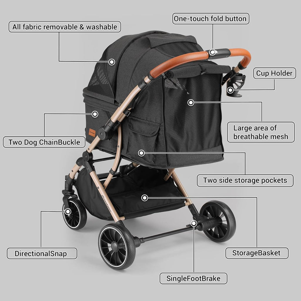 4-Wheel Pet Stroller with Reversible Handle M532