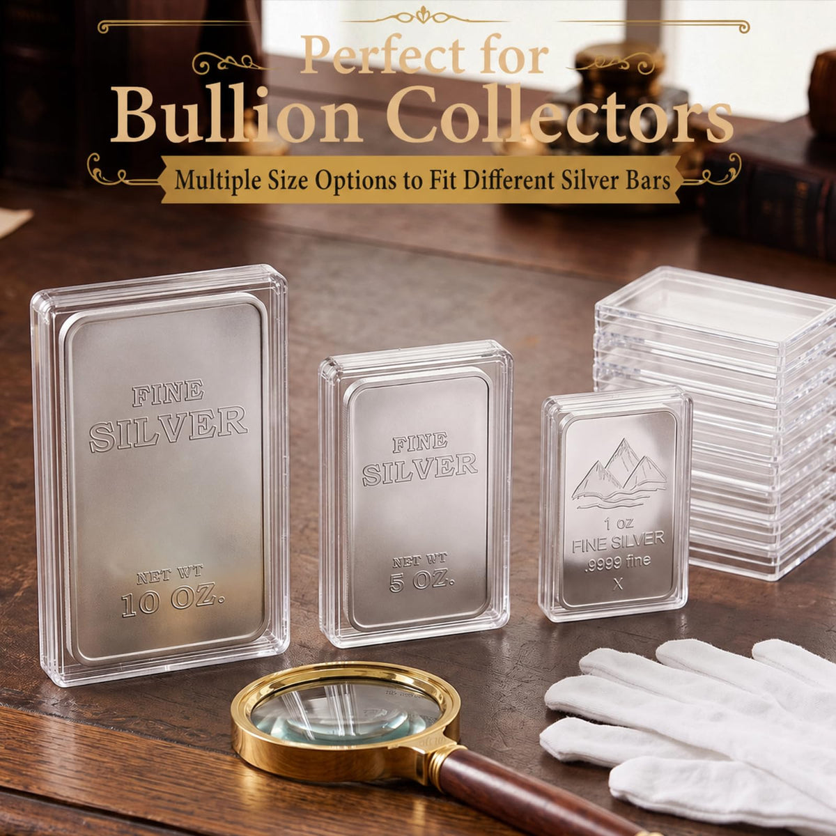 60 Pcs Silver Bar Holder Case G4769
