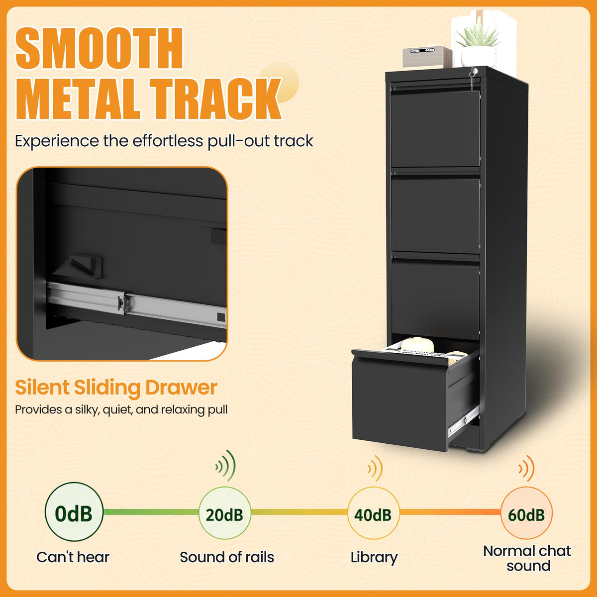 4 Drawer Lockable Metal File Cabinet M51653