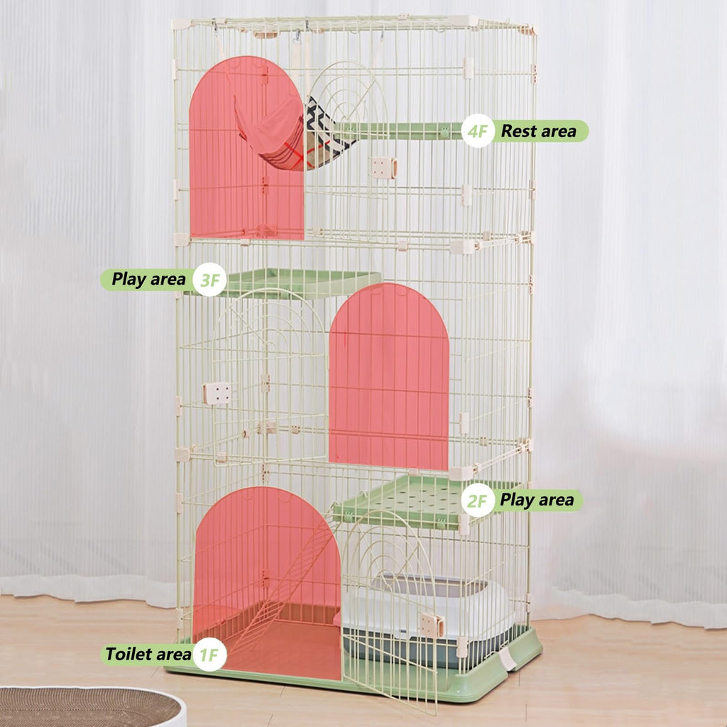 3/4-Tier Wire Cat Cage Playpen Kennel with Hammock L9892